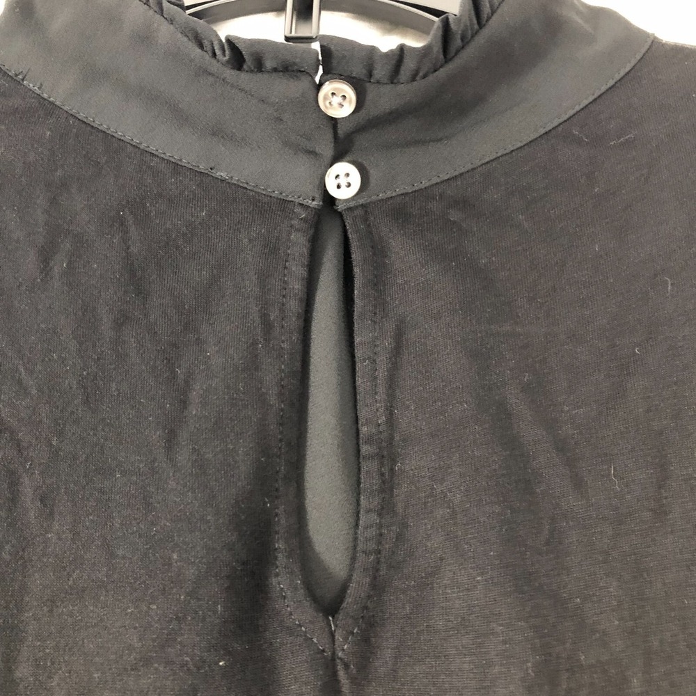 Loft Blouse Women's Small Black Semi Sheer Top Sleeveless Shirt Keyhole Neck - Picture 5 of 10
